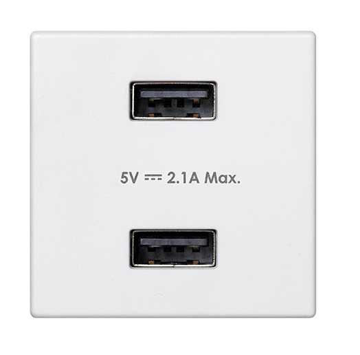Simon Connect Белый Зарядное устройство  2хUSB, К45, 5 В, 2,1А