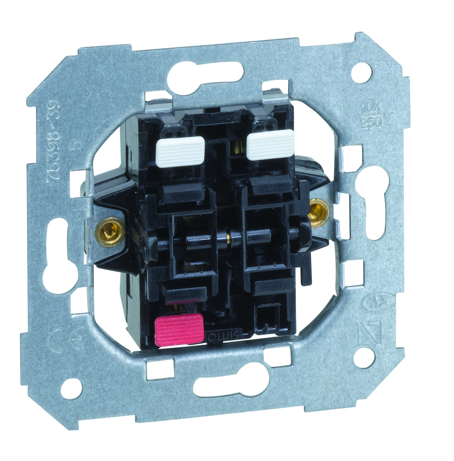 Simon 75 Мех Двухклавишный кнопочный выключатель (1вх+2вых), 1 вход, 10А 250В, S82,82N,88