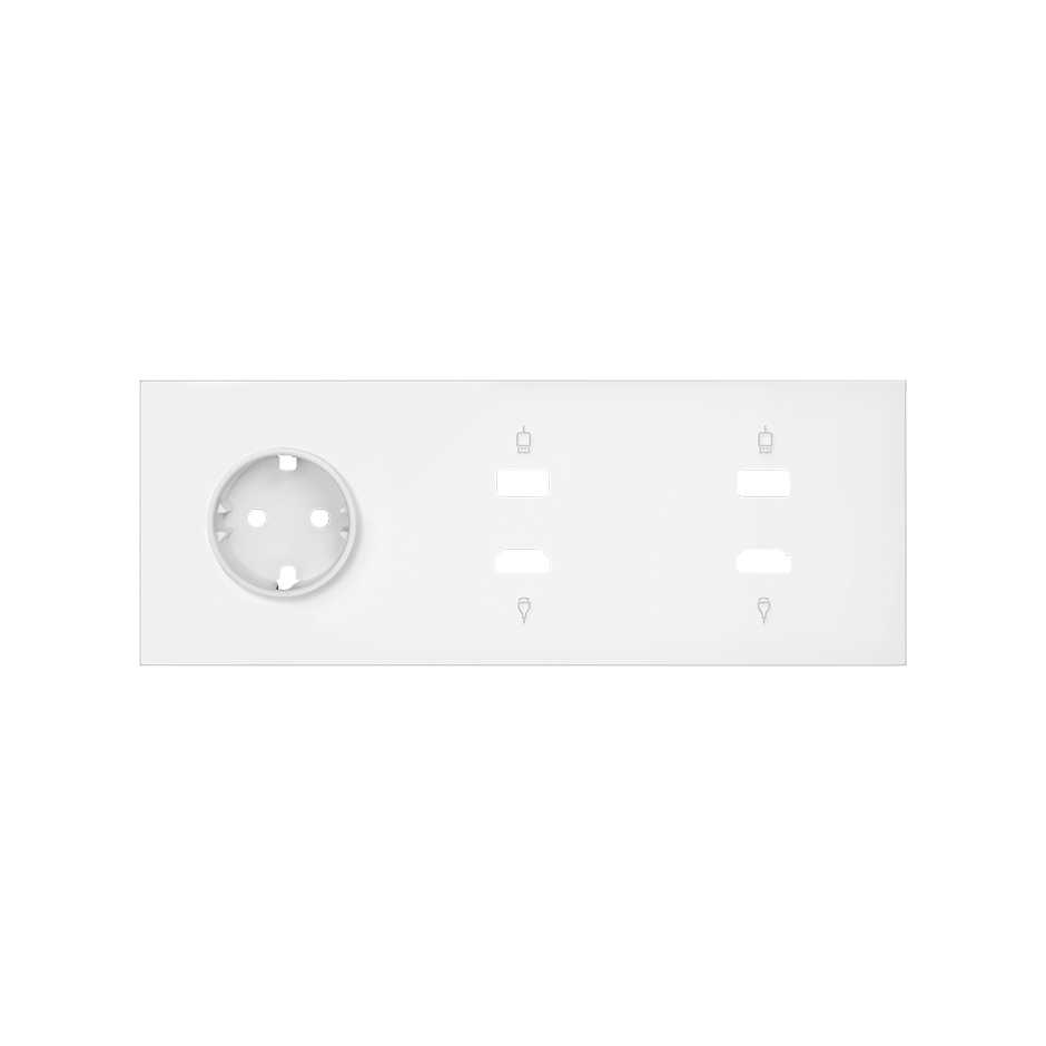 Simon 100 Белый матовый  Кит 3 поста, фронт. Накладка на 1 розетку Schuko + 2 розетки HDMI + 2 розетки USB