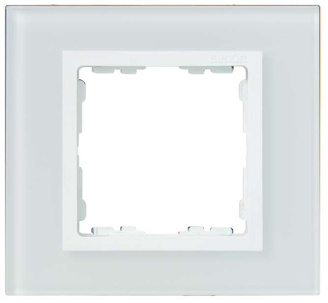 Simon 82 Centr. Белый/Белый(стекло) Рамка с суппортом на 5 узких модулей