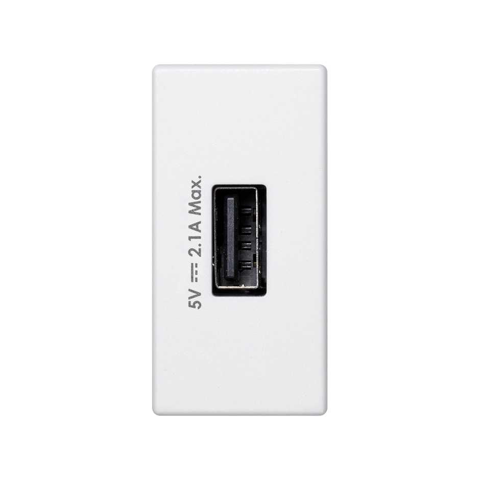Simon Белый Зарядное устройство USB, К45, узкий модуль, 5 В, 2,1 А