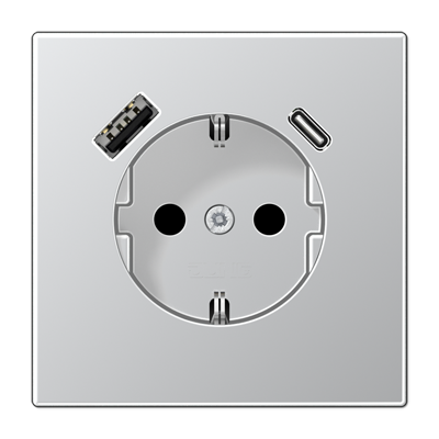JUNG SCHUKO Алюминий Розетка с USB-зарядным устройством, тип A + тип С; термопласт