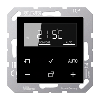 JUNG A500 Черный Комнатный контроллер с дисплеем «стандарт»(механизм+накладка)