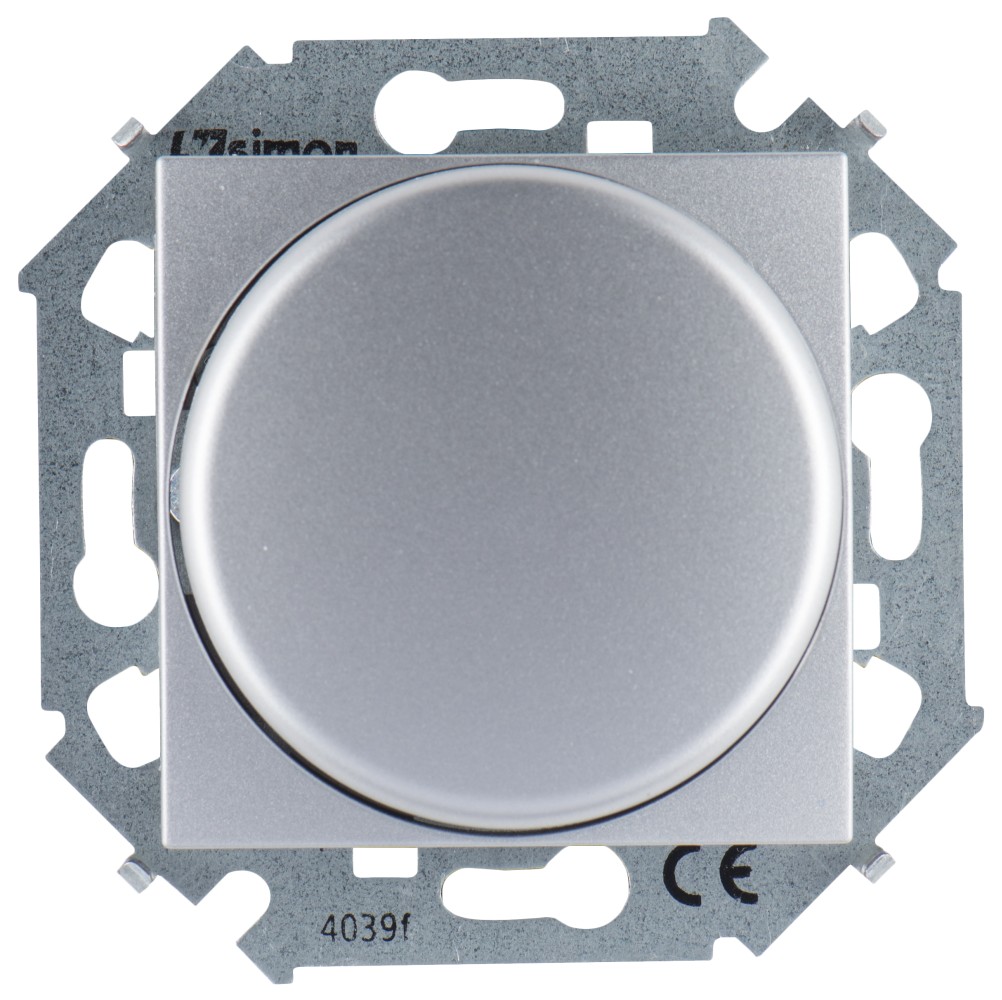 Simon 15 Алюминий Светорегулятор поворотный для диммируемых LED ламп, 230В, 5-215Вт, винт.зажим