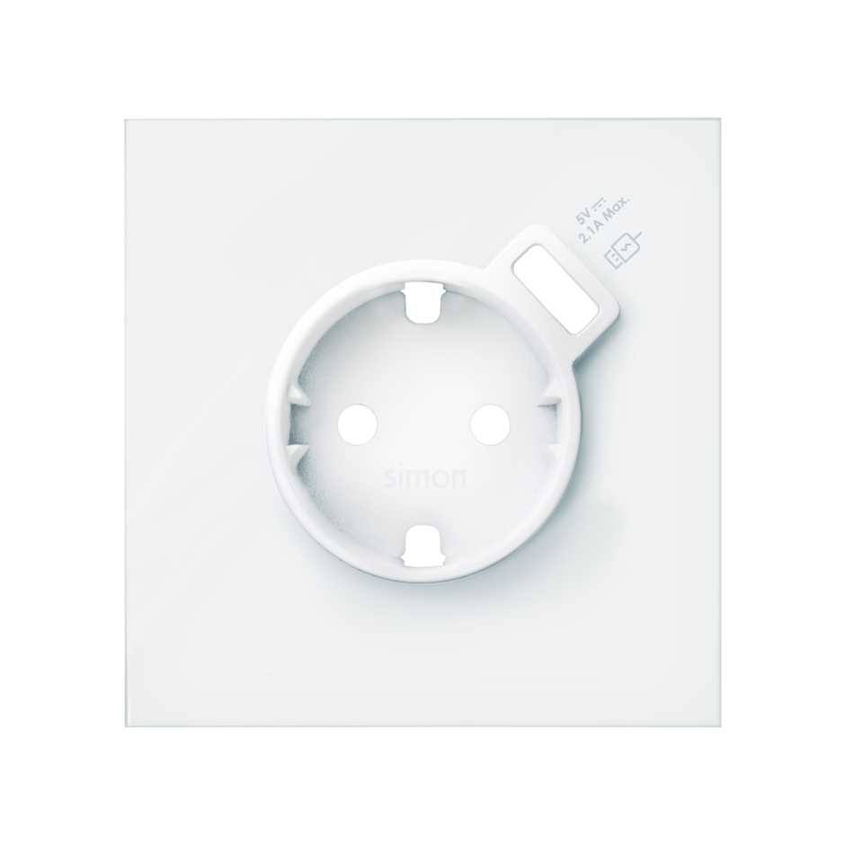 Simon 100 Белый матовый  Накладка розетки Schuko с з/у USB SmartCharge