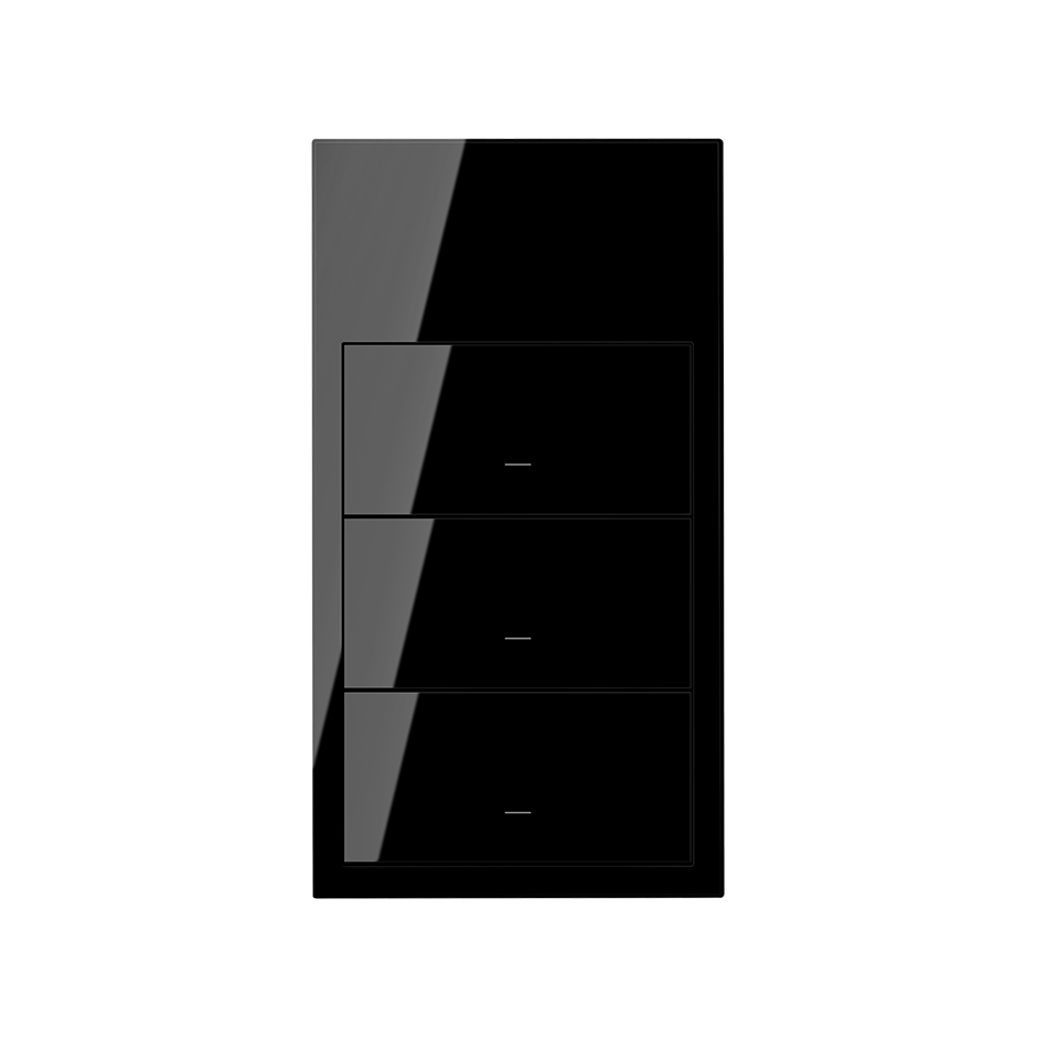 Simon 100 Черный глянец Кит 2 поста, фронт. 1 рамка вертикальная + 3 клавиши выключателей