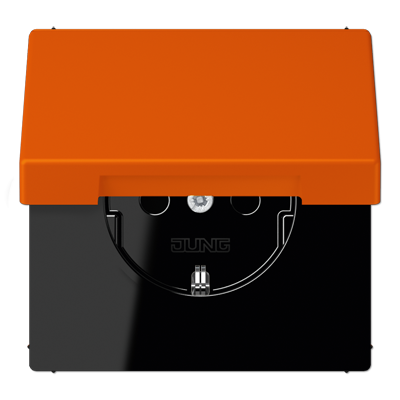 JUNG LS 990 Orange vif(4320S) Розетка с/з с защитными шторками с крышкой безвинт. зажим